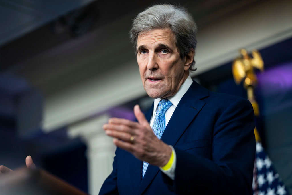 Special Presidential Envoy for Climate John Kerry speaks during a press briefing at the White House in Washington, D.C., on April 22 (Jabin Botsford—The Washington Post/Getty Images)
