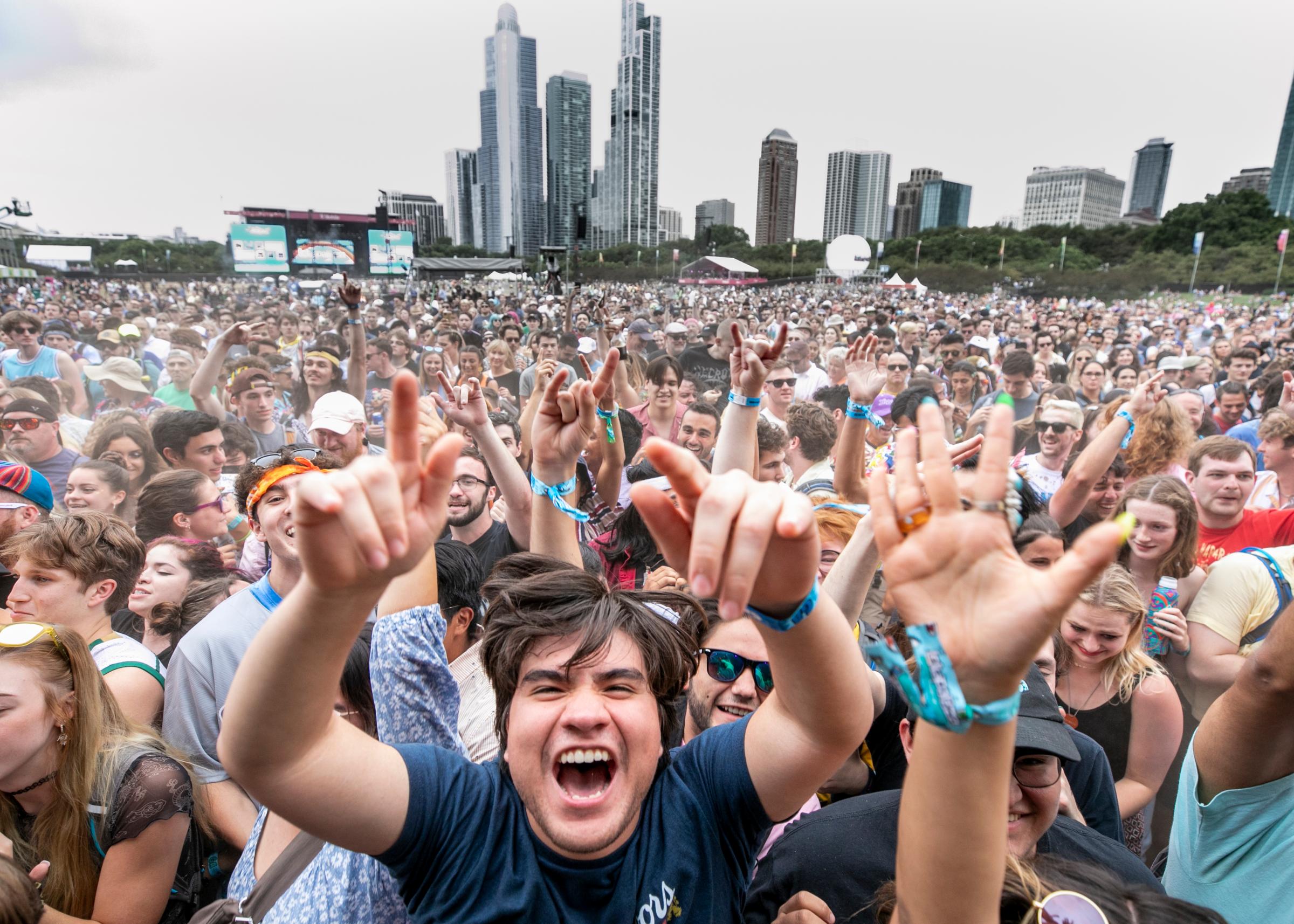 Festivalgoers attend day 2 of Lollapalooza at Grant Park in Chicago, on July 30, 2021.