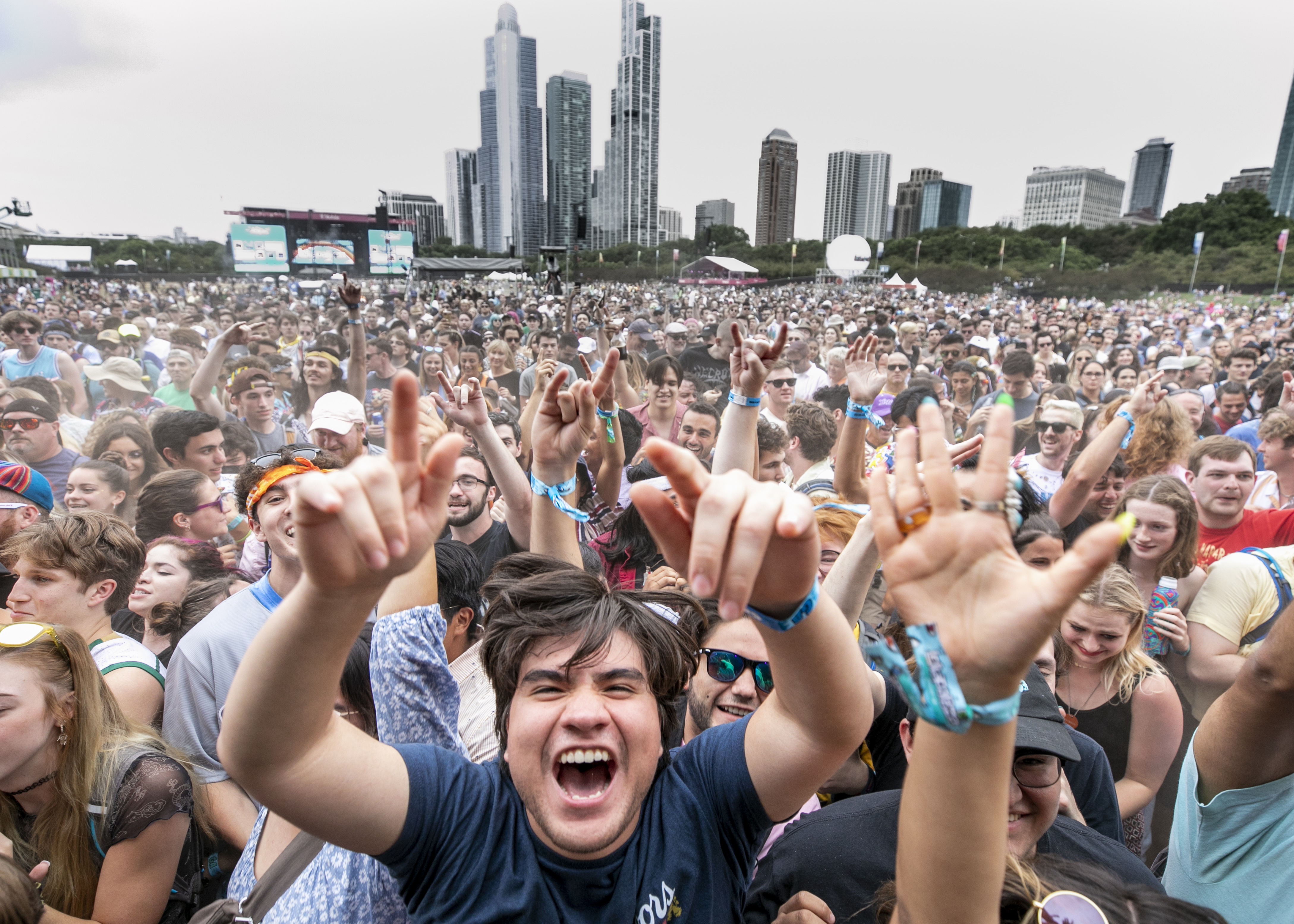 Festivalgoers attend day 2 of Lollapalooza at Grant Park in Chicago, on July 30, 2021. (Scott Legato—Getty Images)