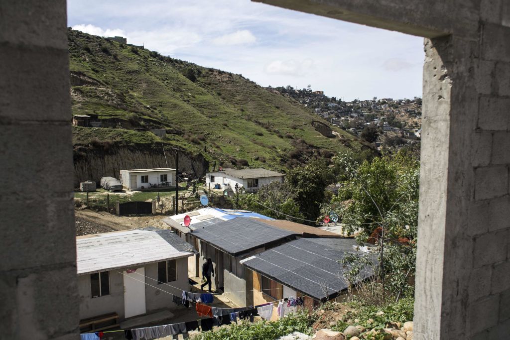 View of "Little Haiti," a neighborhood of some 40 houses, built for refugee families near the Embajadores de Jesus church, in the suburbs of Tijuana, Mexico on March 11, 2018. (Guillermo Arias—AFP/Getty Images)