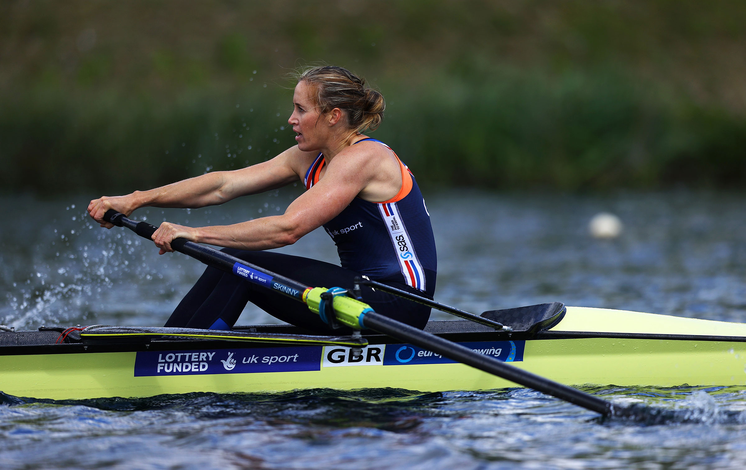 Helen Glover MBE in action during a TeamGB Rowing Training Session on May 05, 2021 in Reading, England.