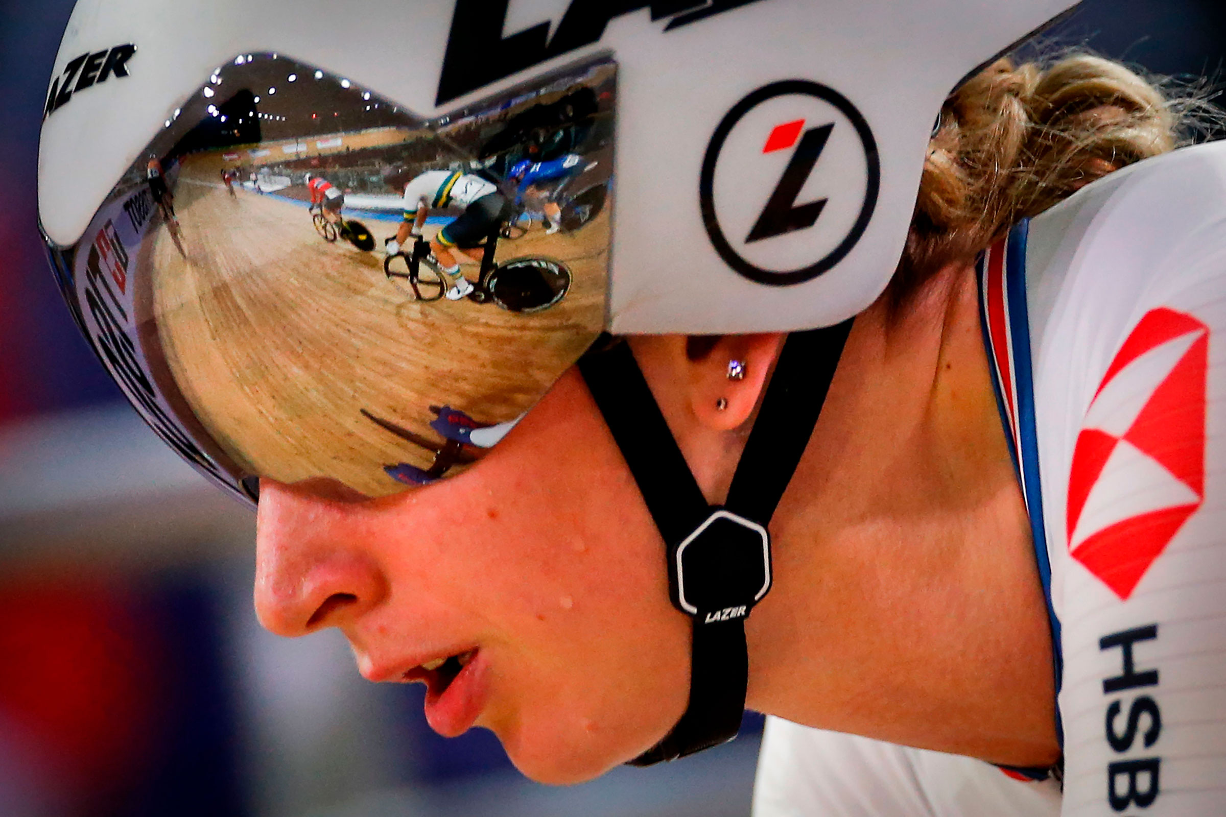 Great Britain's Laura Kenny competes in the Women's Omnium Tempo Race during the UCI track cycling World Championship on February 28, 2020 in Berlin, Germany. (Odd Andresen—AFP/Getty Images)