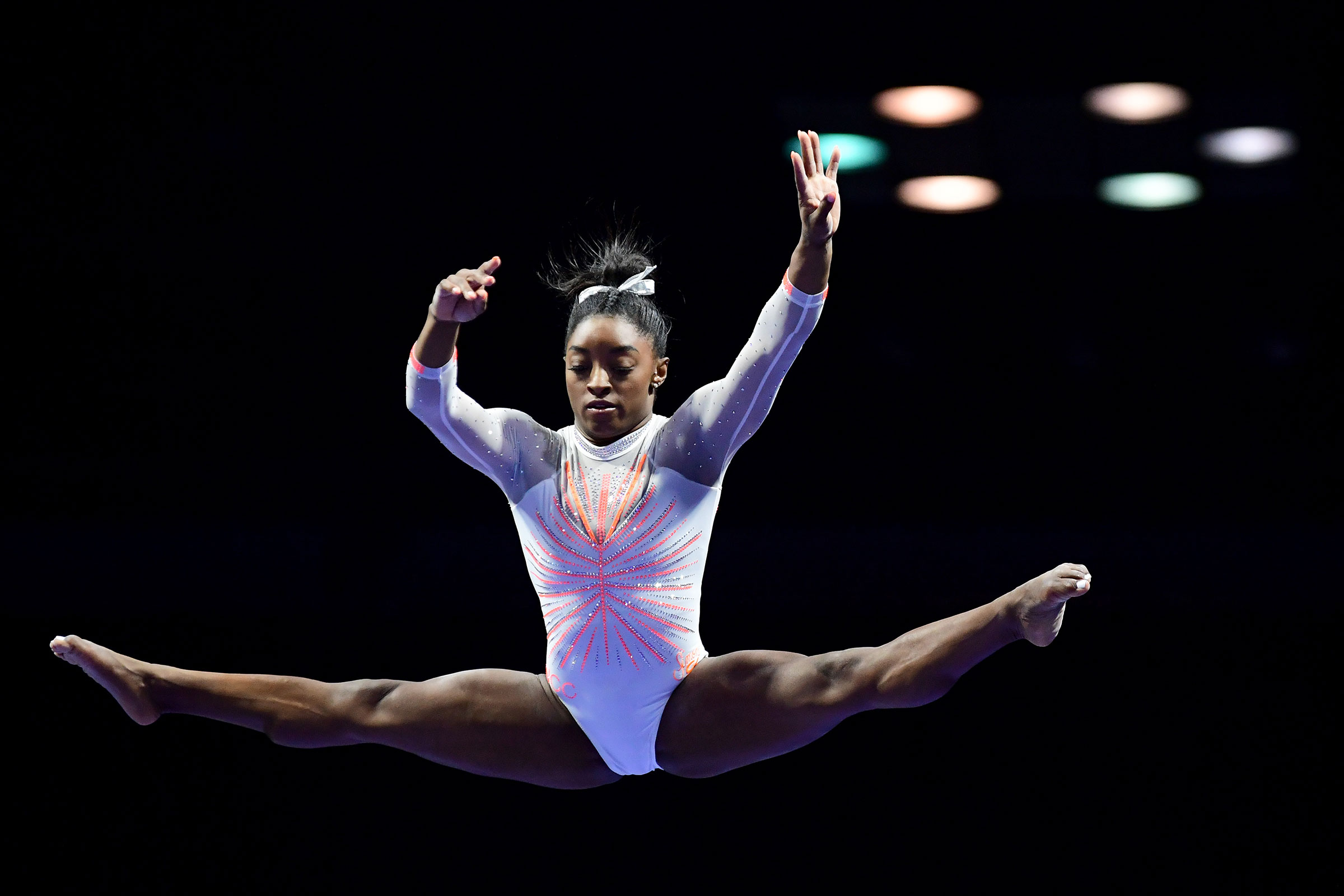 Simone Biles competes on the beam during the 2021 GK U.S. Classic gymnastics competition on May 22, 2021 in Indianapolis, Indiana. (Emilee Chinn—Getty Images)