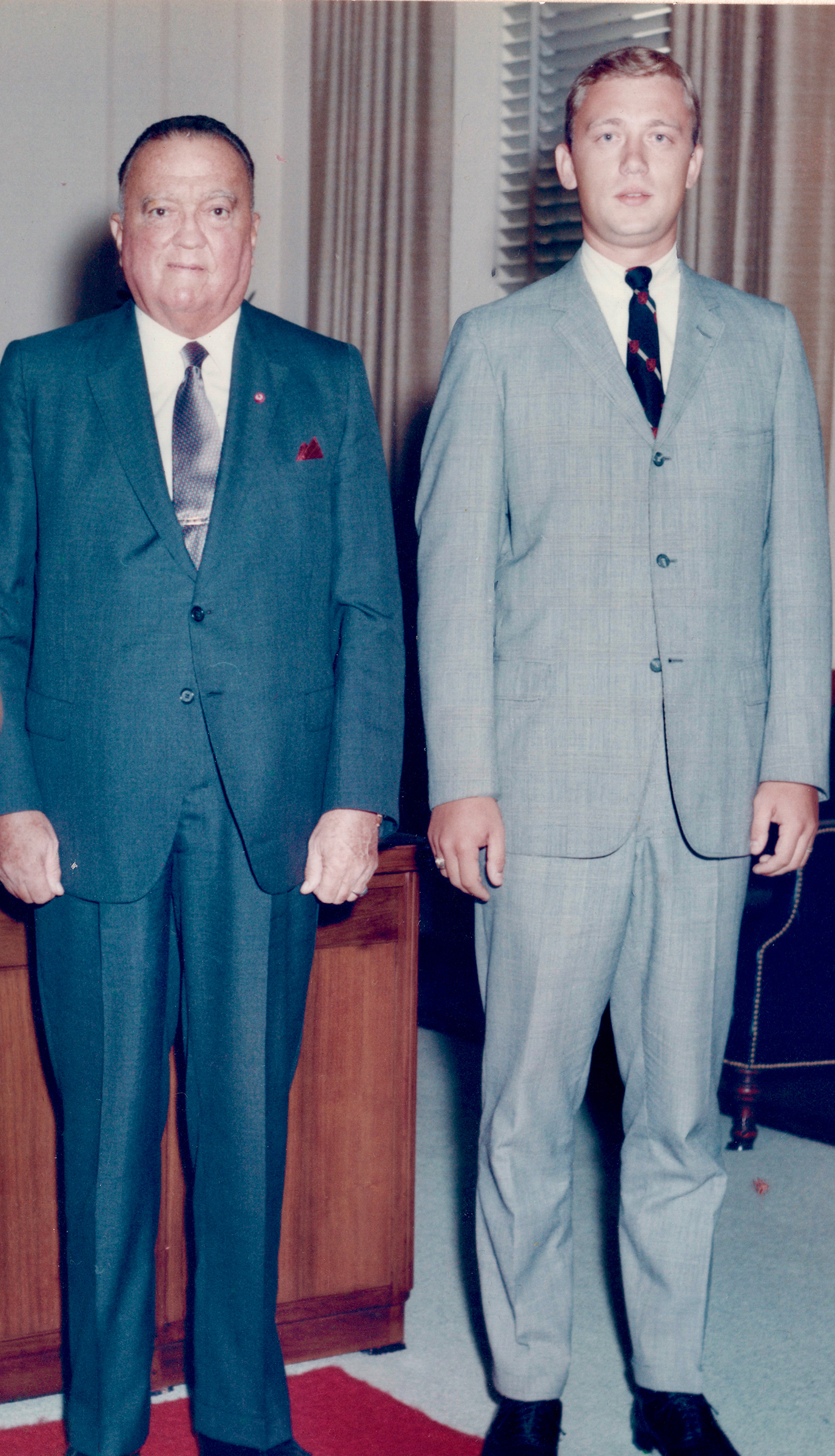 Paul Letersky, right, with FBI Director J. Edgar Hoover in 1968 (FBI Archive)