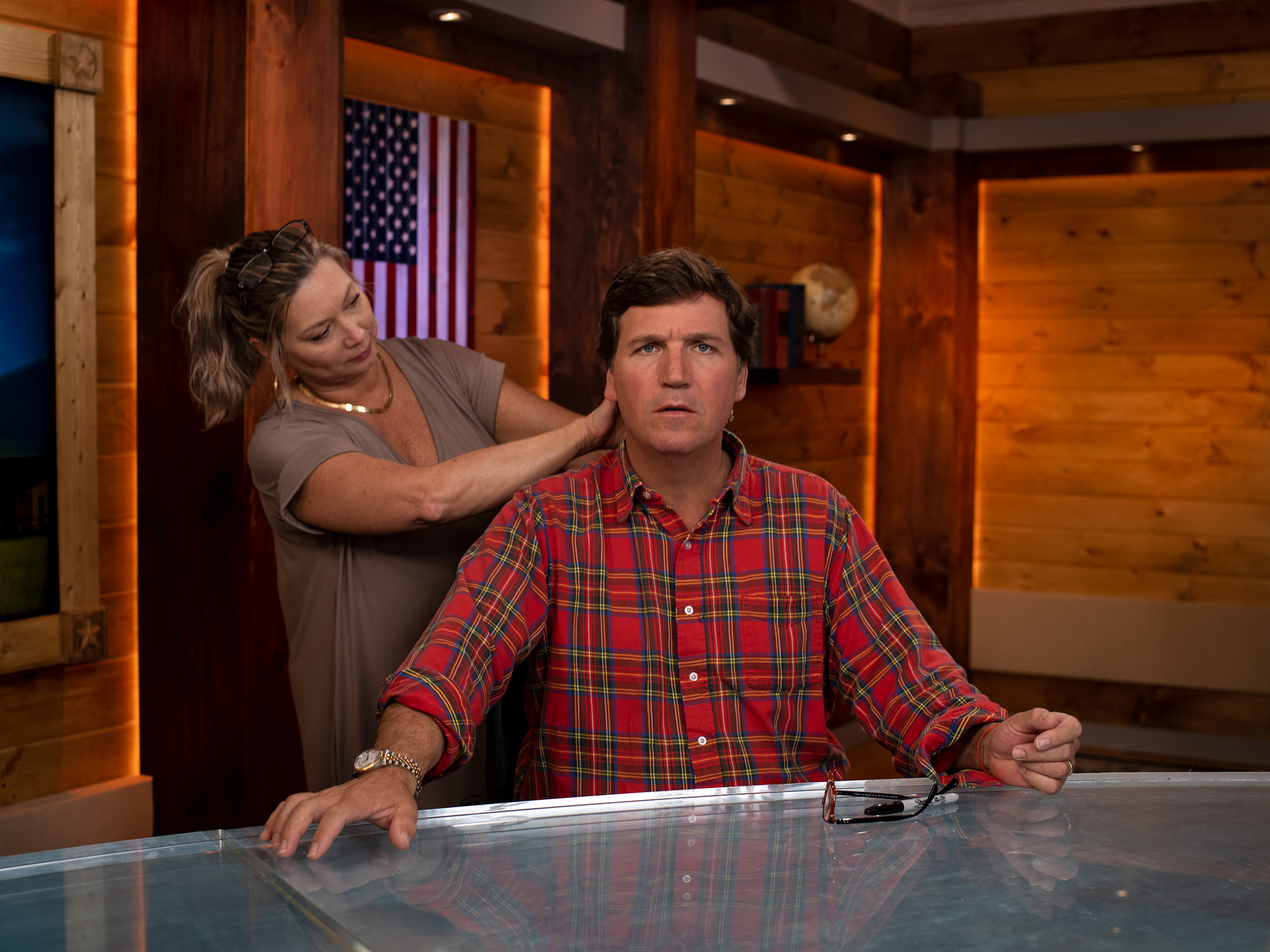 On the set of his daytime show, Tucker Carlson Today, which launched in May (Gillian Laub for TIME)
