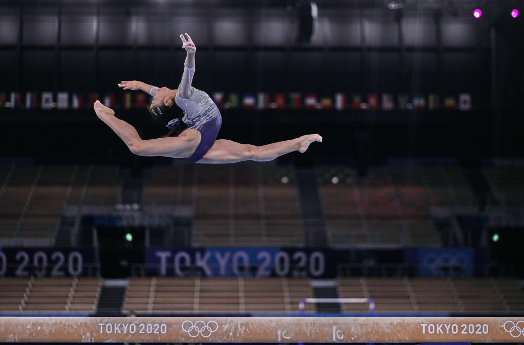 Urara Ashikawa of Japan during women's qualification for the Artistic Gymnastics final at the Olympics at Ariake Gymnastics Centre, Tokyo, Japan on July 25, 2021. (Ulrik Pedersen—NurPhoto via Getty Images)