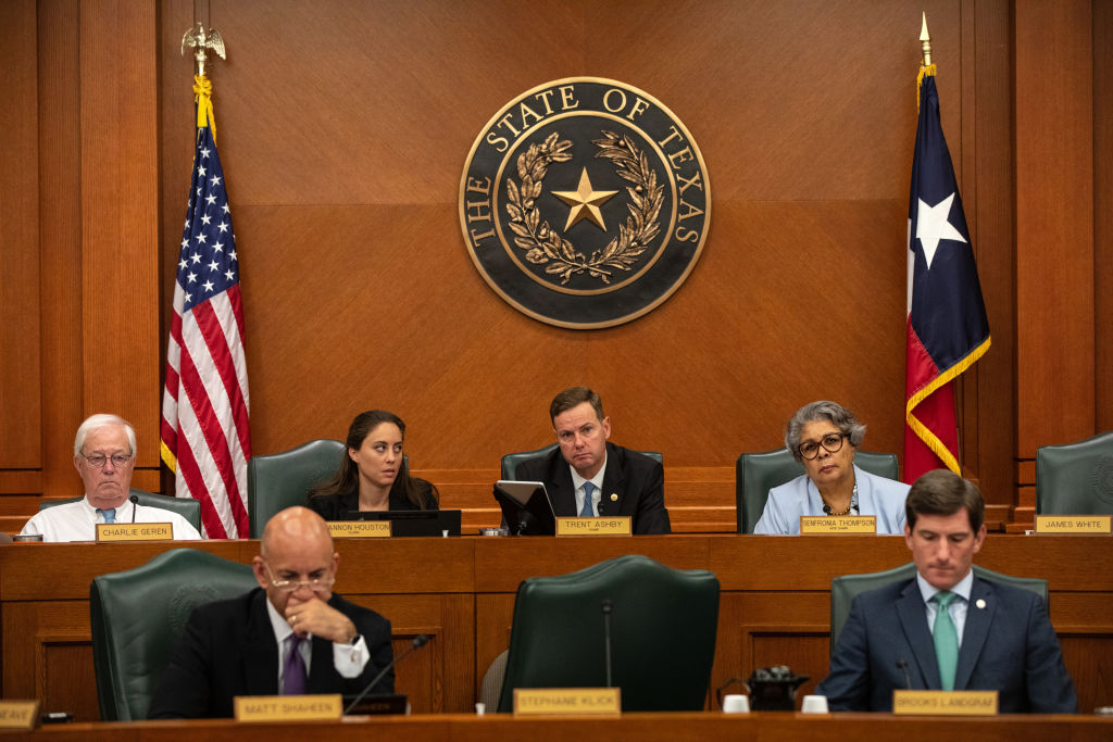 Members of the House Select Committee on Constitutional Rights and Remedies are gathered for hearings on bail reform and election integrity bills at the Texas State Capitol on July 10, 2021 in Austin, Texas. Lawmakers are using a special session of the 87th Legislature to work through a list of priorities set by Republican Gov. Greg Abbott which include overhauling the states voting laws, bail reform, border security, social media censorship, and critical race theory. (Tamir Kalifa/Getty Images)
