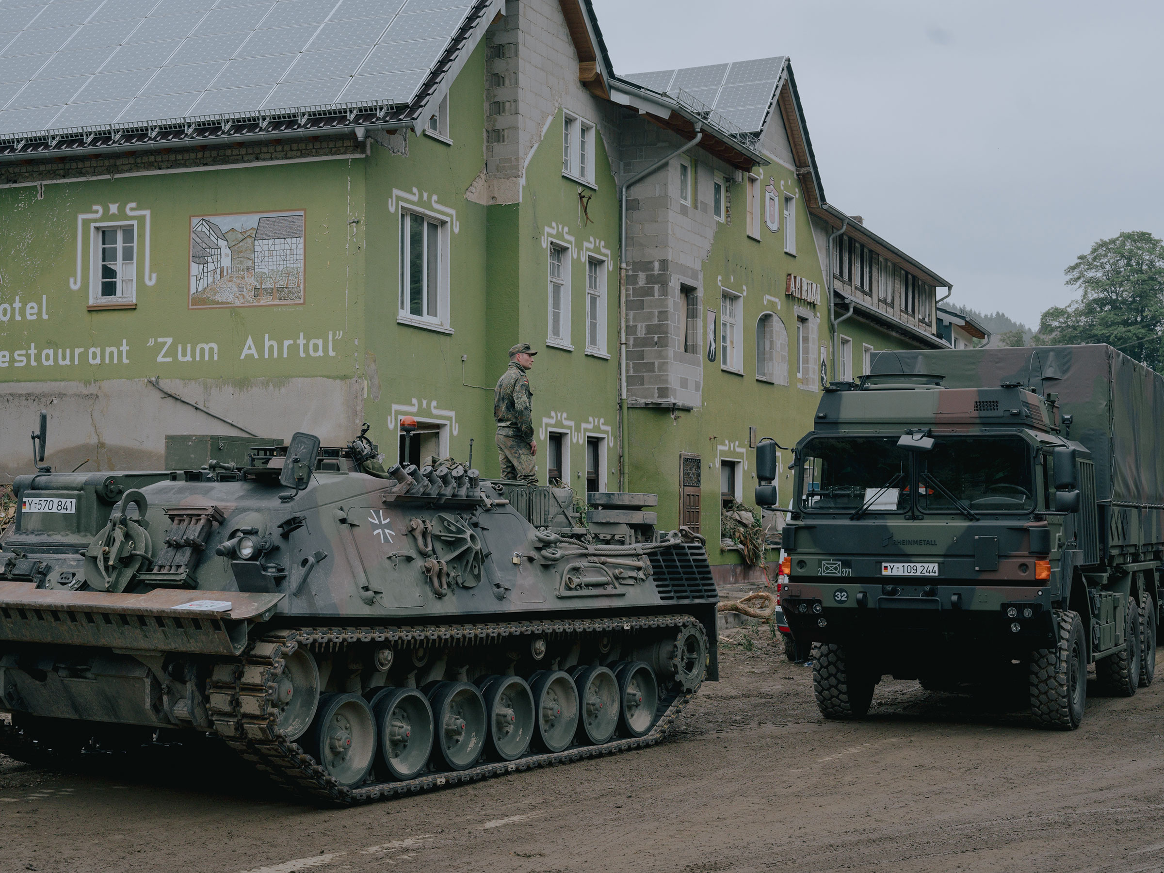 A military unit supports the clean-up efforts in the village of Schuld, Germany, on July 16. (DOCKS Collective)