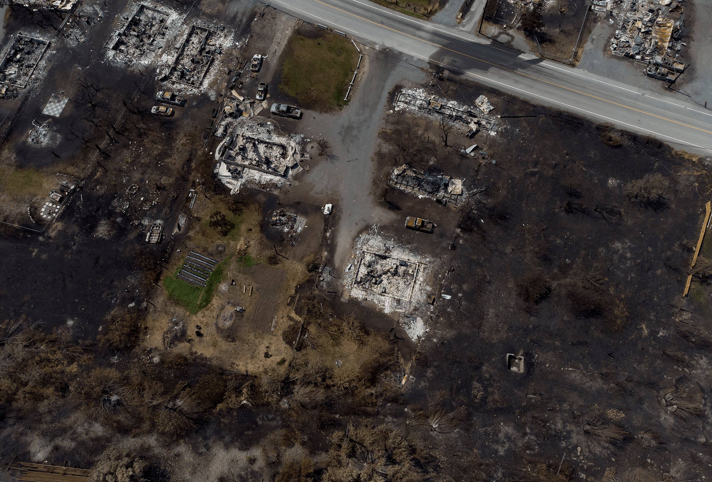 Damaged structures are seen in Lytton, British Columbia, on July 9, 2021, after a wildfire destroyed most of the village on June 30.
