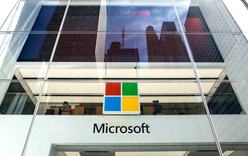 Costumers visit the Microsoft branch on Fifth Avenue in New York City on April 26, 2018 in New York. (Kena Betancur—VIEWpress/Corbis/Getty Images)