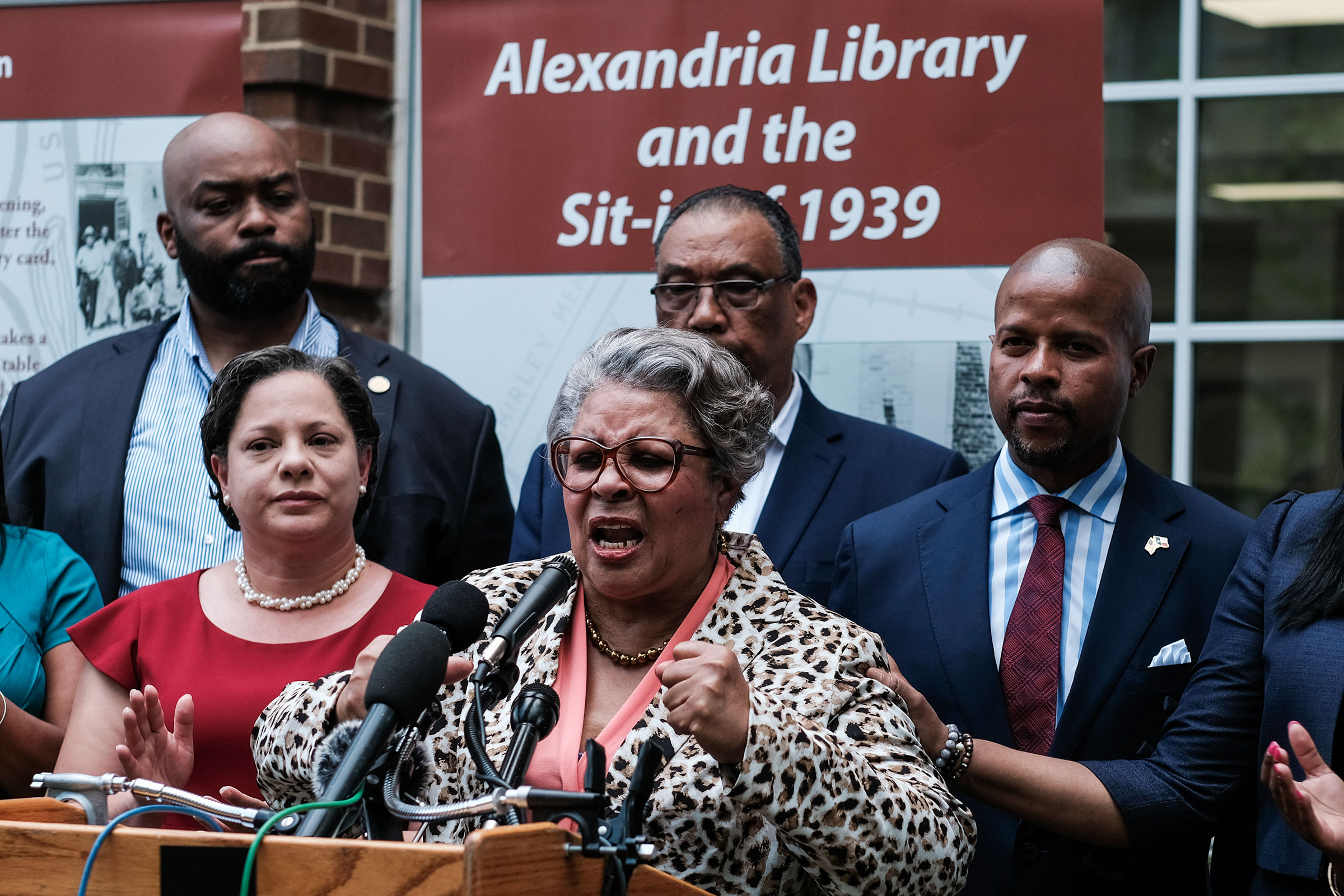 Texas Democrat Senfronia Thompson speaks at a press conference on voting rights outside of the Kate Waller Barrett Branch Library in Alexandria, VA on July, 16, 2021. (Michael A. McCoy for TIME)