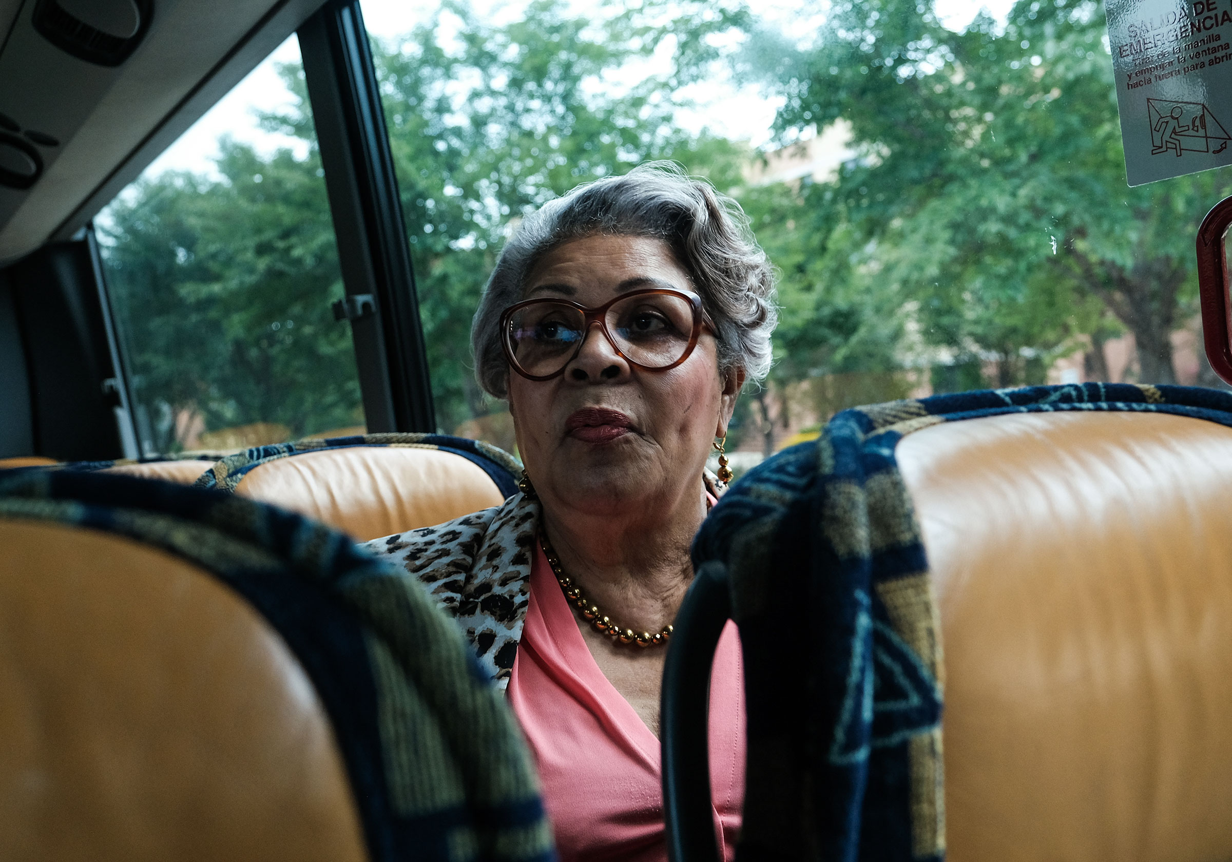 Rep. Thompson on a bus during an interview with a journalist in Washington, D.C., on July 16. (Michael A. McCoy for TIME)