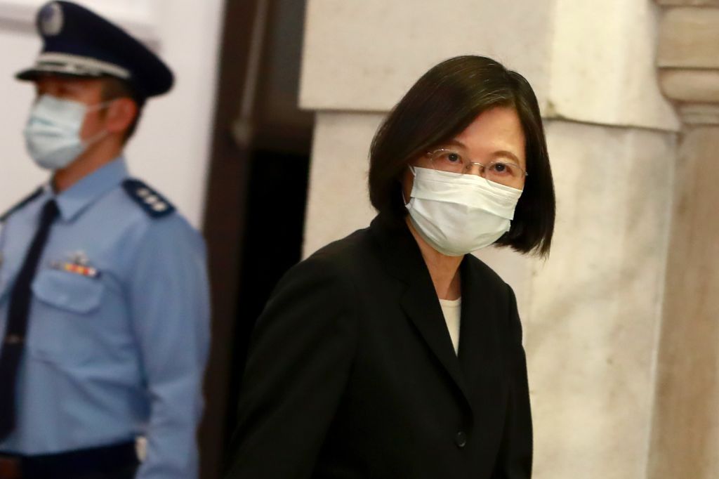 Taiwan President Tsai Ing-wen speaks at the presidential office following a surge of domestic COVID-19 cases in Taipei, Taiwan, on 13 May 2021. (Ceng Shou Yi–NurPhoto/Getty Images)