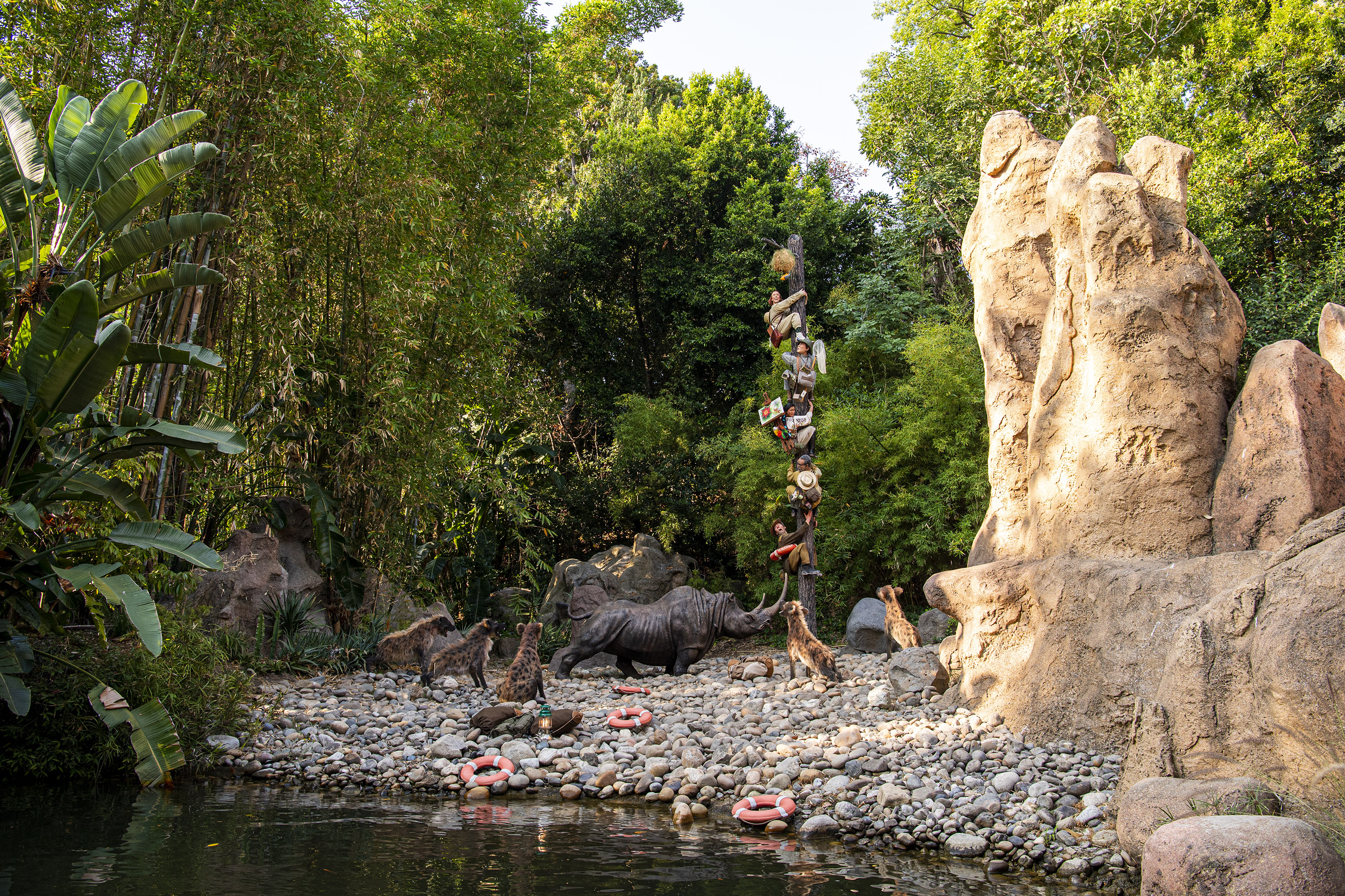 The new  trapped safari  scene at Disneyland Park's reopened Jungle Cruise