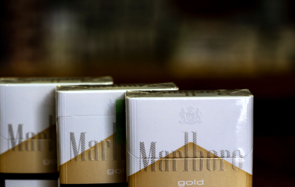 A pack of Philip Morris International Inc. Marlboro Gold cigarettes seen in a Tobacco Store. (Photo by Igor Golovniov — SOPA Images/LightRocket / Getty Images)