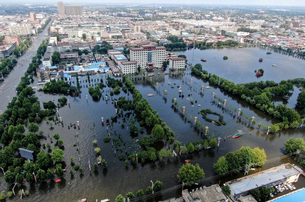 A flooded area in Weihui, Xinxiang city, in China's central Henan province, on July 26, 2021. (STR/AFP—Getty Images)