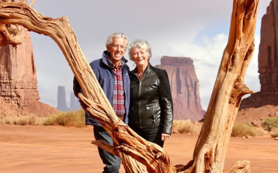 Geri Taylor, right, with her husband Jim in Monument Valley, Az., Oct. 2018.