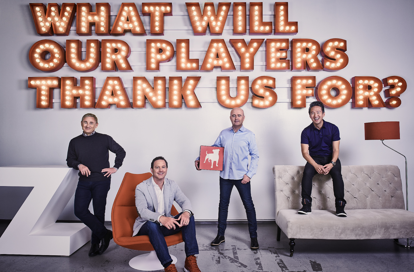 Zynga leadership, left to right, CEO Frank Gibeau, COO Matthew Bromberg, CFO Ger Griffin and President Bernard Kim. (Zynga)