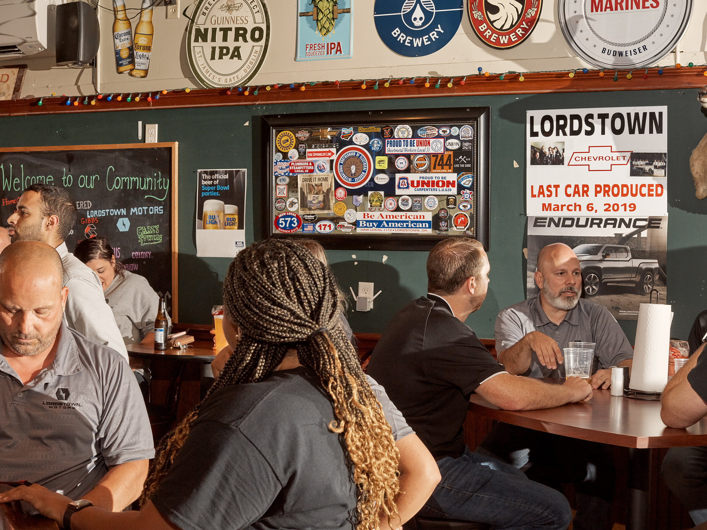 Lordstown Motors employees gather after work at Ross’ Eatery & Pub