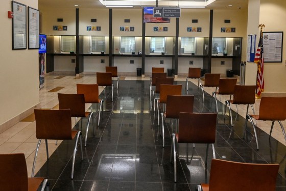 A deserted view of the consular section at the U.S. embassy in Kabul, Afghanistan on July 30, 2021.