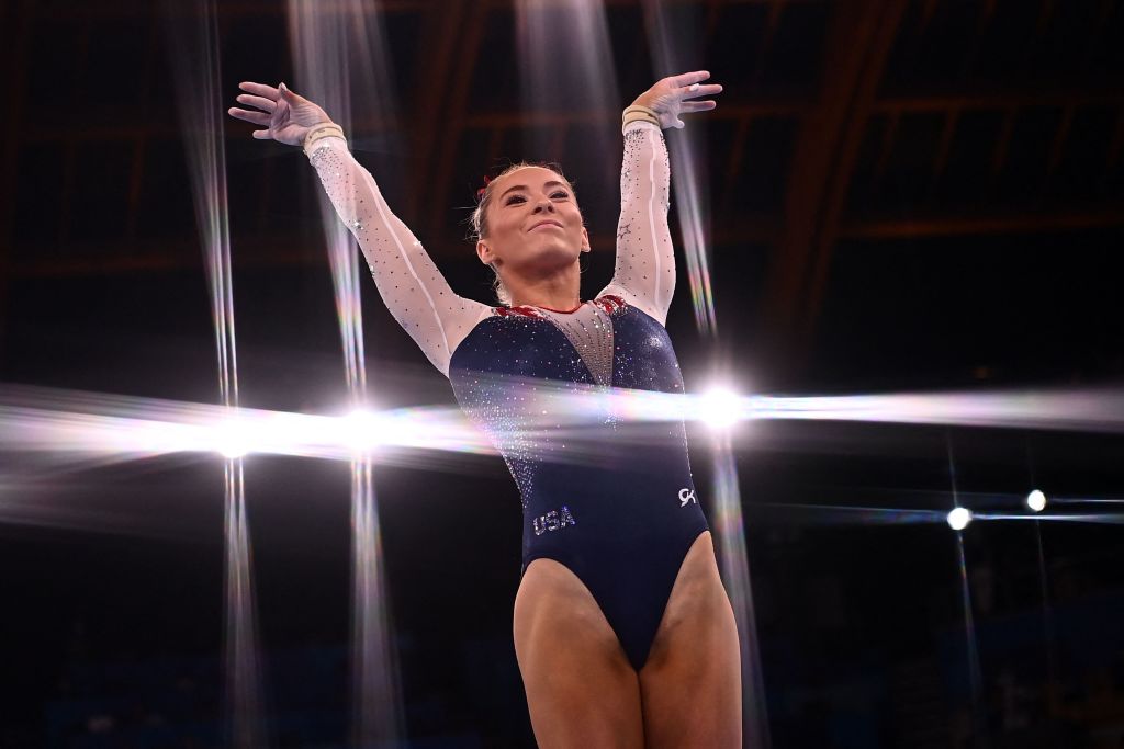 Team USA's Mykayla Skinner competes in the vault event of the artistic gymnastics women's vault final during the Tokyo 2020 Olympic Games at the Ariake Gymnastics Centre in Tokyo on Aug. 1, 2021. (Loic Venance—AFP via Getty Images)