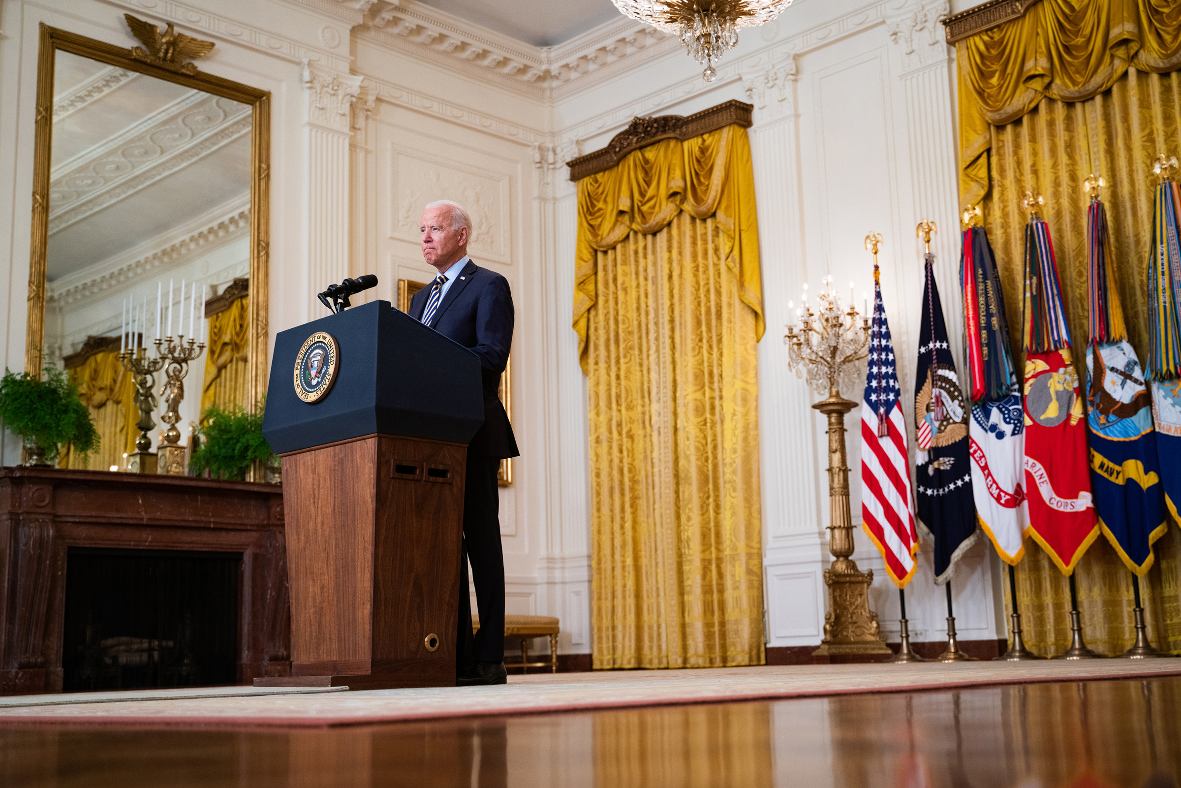 President Biden delivers remarks about the U.S. withdrawal from Afghanistan at the White House in Washington, D.C., on July 8, 2021. (Sarahbeth Maney—The New York Times/Redux)