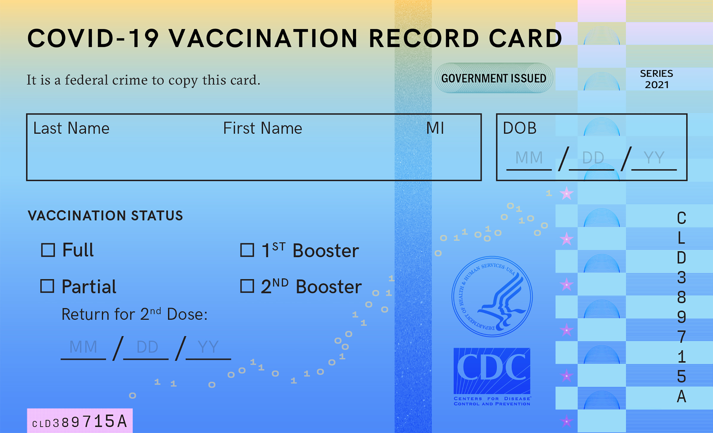 vaccination card redesign front Elisa Wong