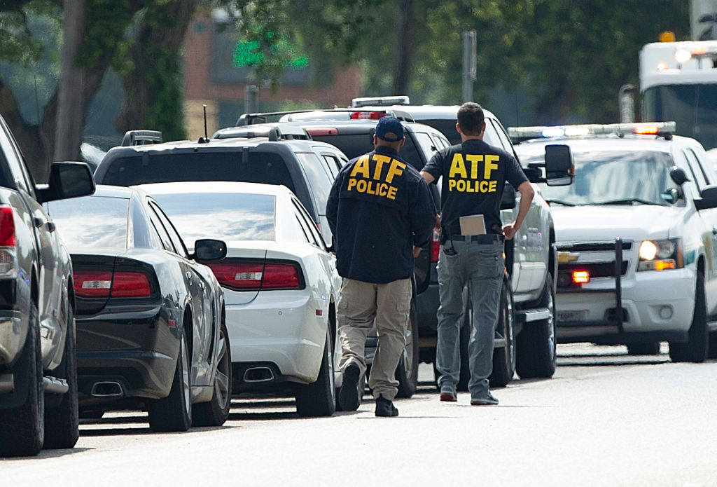ATF agents arrive on location at Santa Fe High School, where a shooter killed 10 students on May 18, 2018 in Santa Fe, Texas. (Bob Levey—Getty Images)