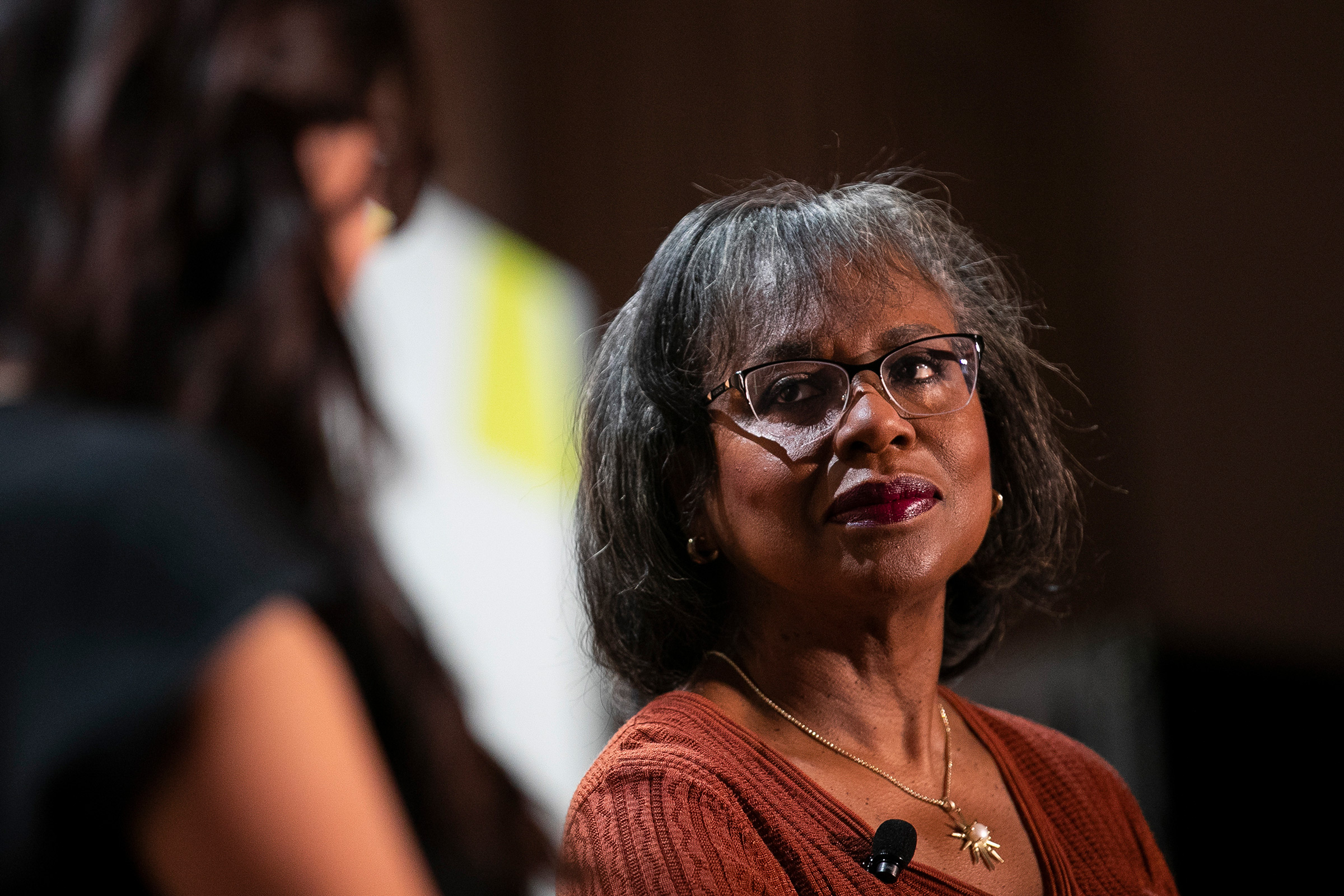 Anita Hill speaks during the New Rules Summit in Brooklyn, N.Y., on June 13, 2019. (Jeenah Moon—The New York Times/Redux)
