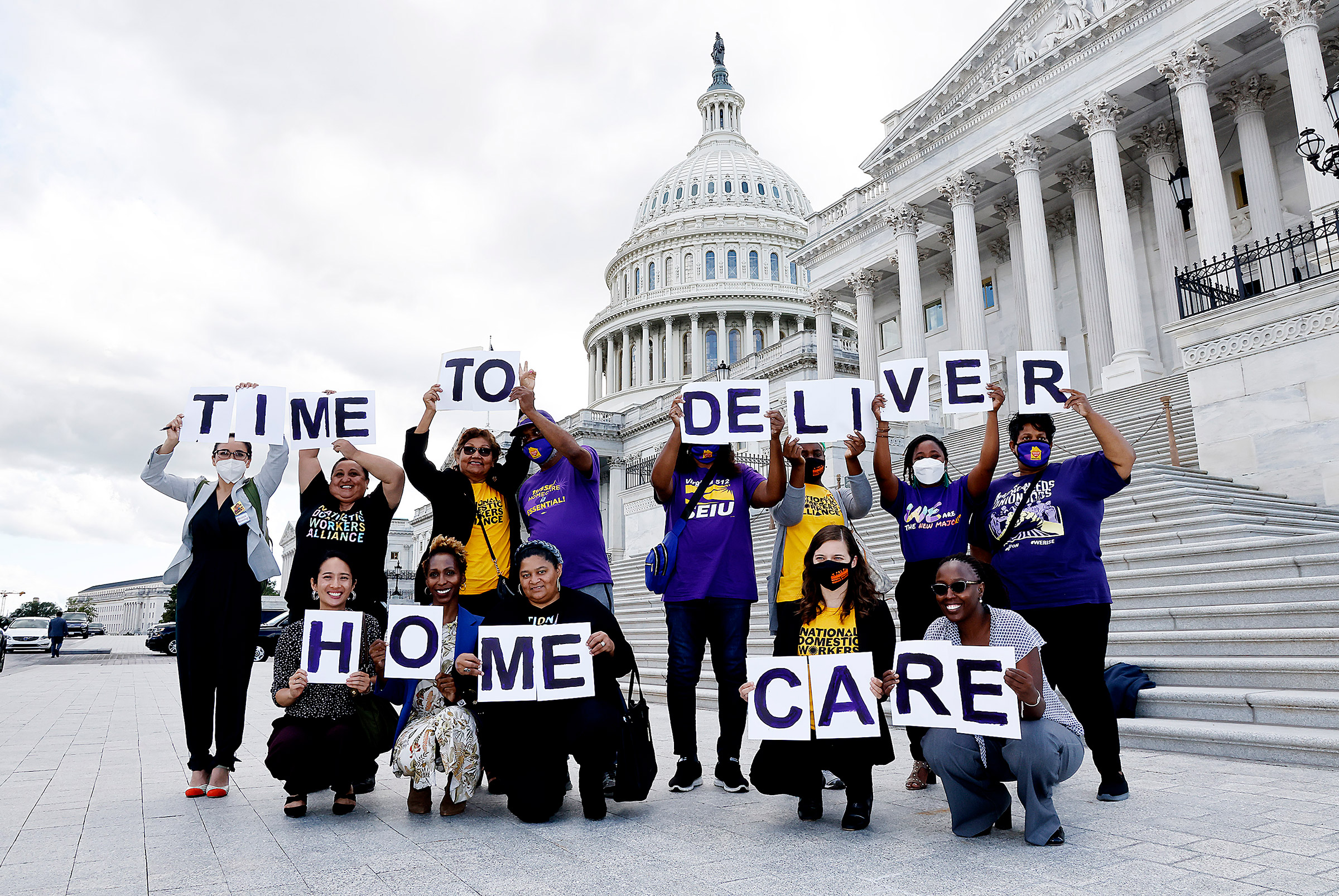 Advocates rally for the Time To Deliver Home Care as part of Build Back Better Act at the Capitol Building in Washington, D.C., on Sept. 23, 2021.