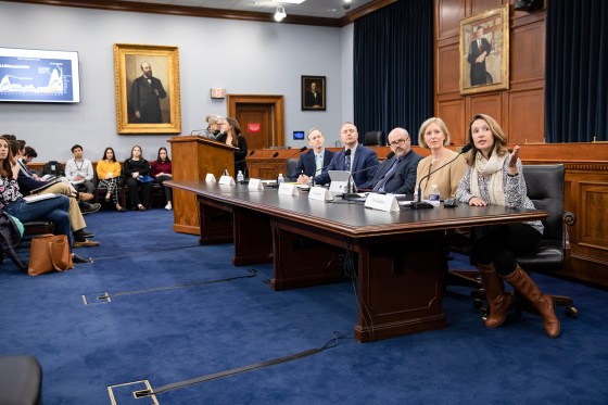Lauren Gardner speaks about the COVID-19 outbreak map dashboard she created with assistance of research students, during a briefing from Johns Hopkins University on Capitol Hill in Washington, D.C., on March 6, 2020.