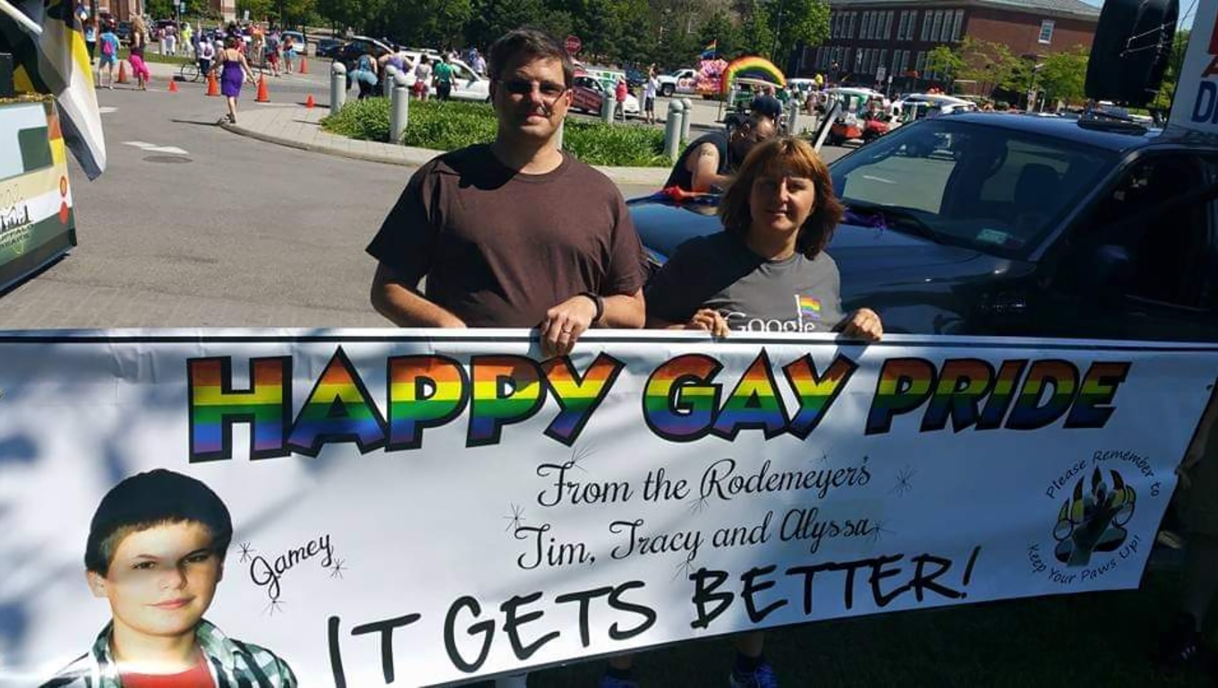 Tim and Tracy Rodemeyer at the Buffalo Pride Parade in Buffalo, N.Y., June 2013.