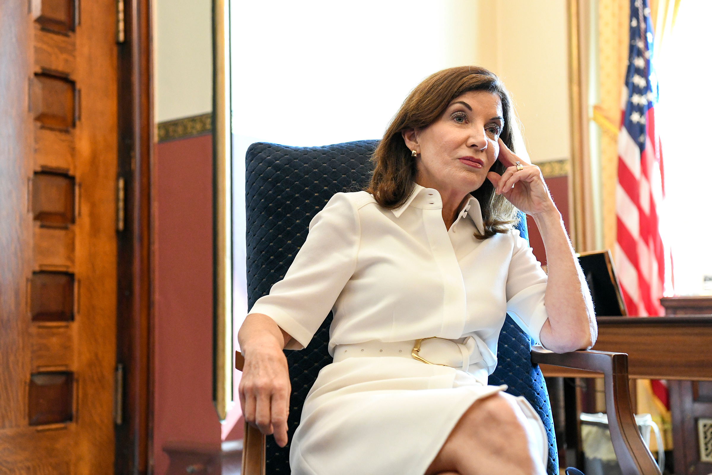 Gov. Kathy Hochul in her new office at the New York State Capitol in Albany, N.Y. on  Aug. 24. (Cindy Schultz—The New York Times/Redux)