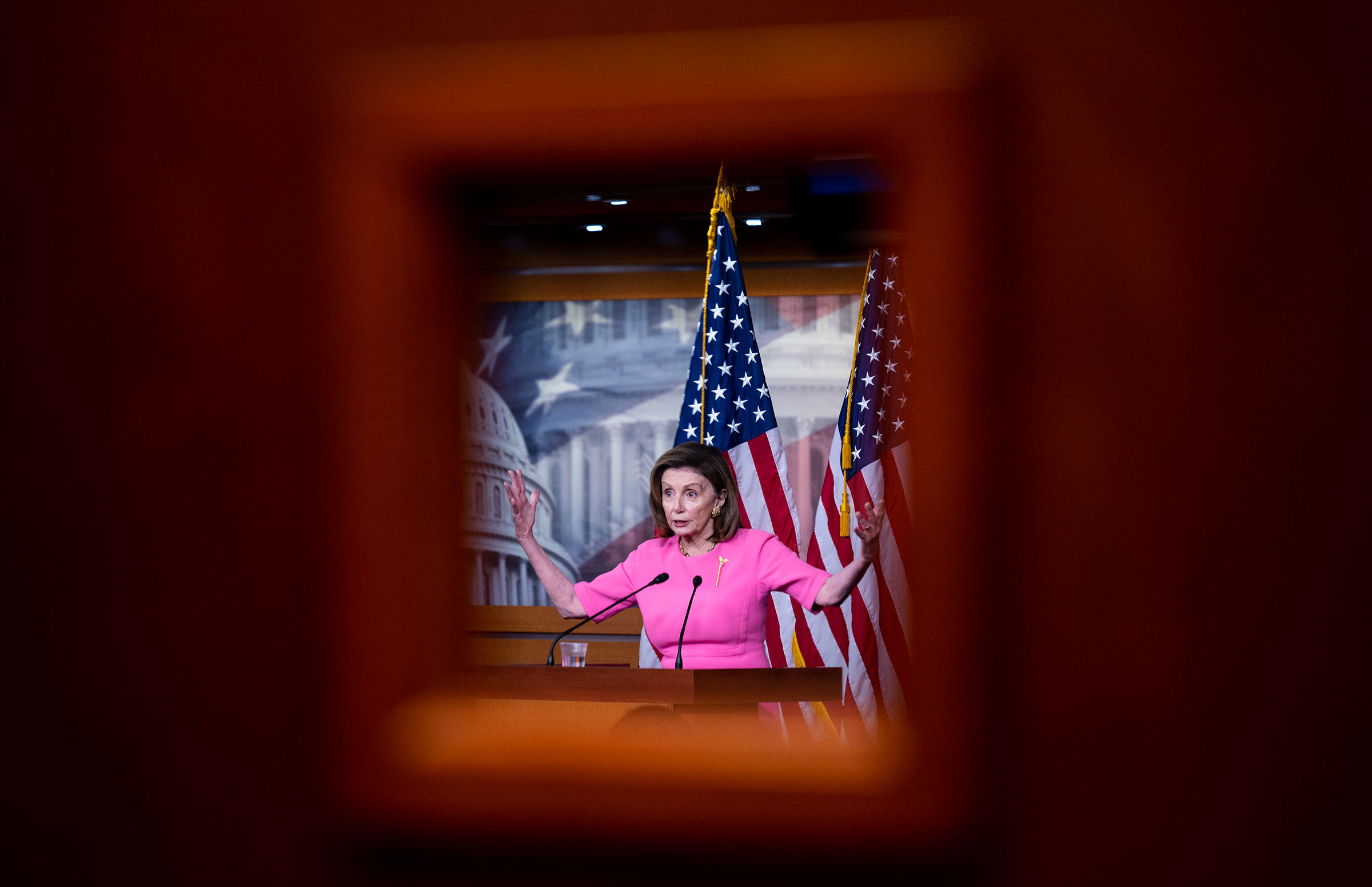 Speaker of the House Nancy Pelosi holds her weekly news conference in the Capitol on Sept. 23, 2021. (Bill Clark—CQ-Roll Call/Getty Images)