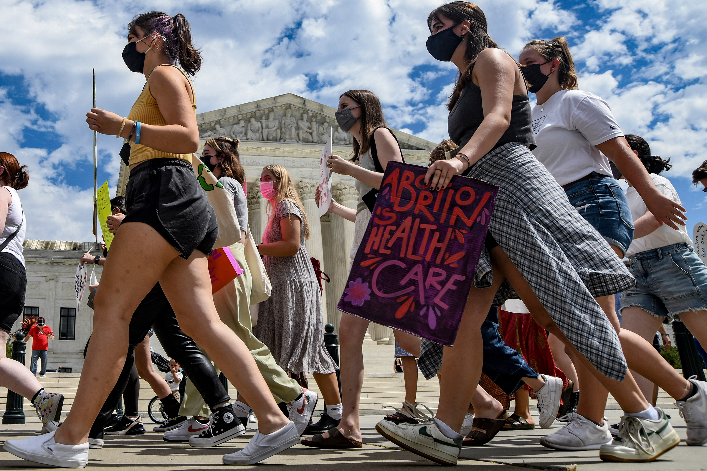 Demonstrators outside the U.S. Supreme Court in Washington, D.C., days after the justices declined to block a near-total ban on abortion in Texas, Sept. 4, 2021. (Kenny Holston—The New York Times/Redux)