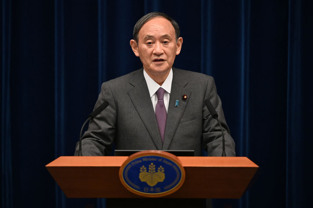 Japan's Prime Minister Yoshihide Suga speaks during a news conference at the prime minister's office in Tokyo on August 25, 2021. (Kazuhiro Nogi&mdash;AFP/Getty Images)