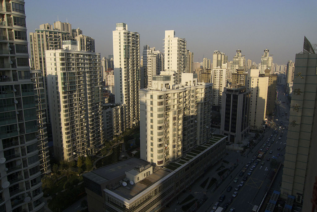 Sun shines on various residential buildings for sale in Shanghai, China, on  on November 30, 2008. (China Photos—Getty Images)