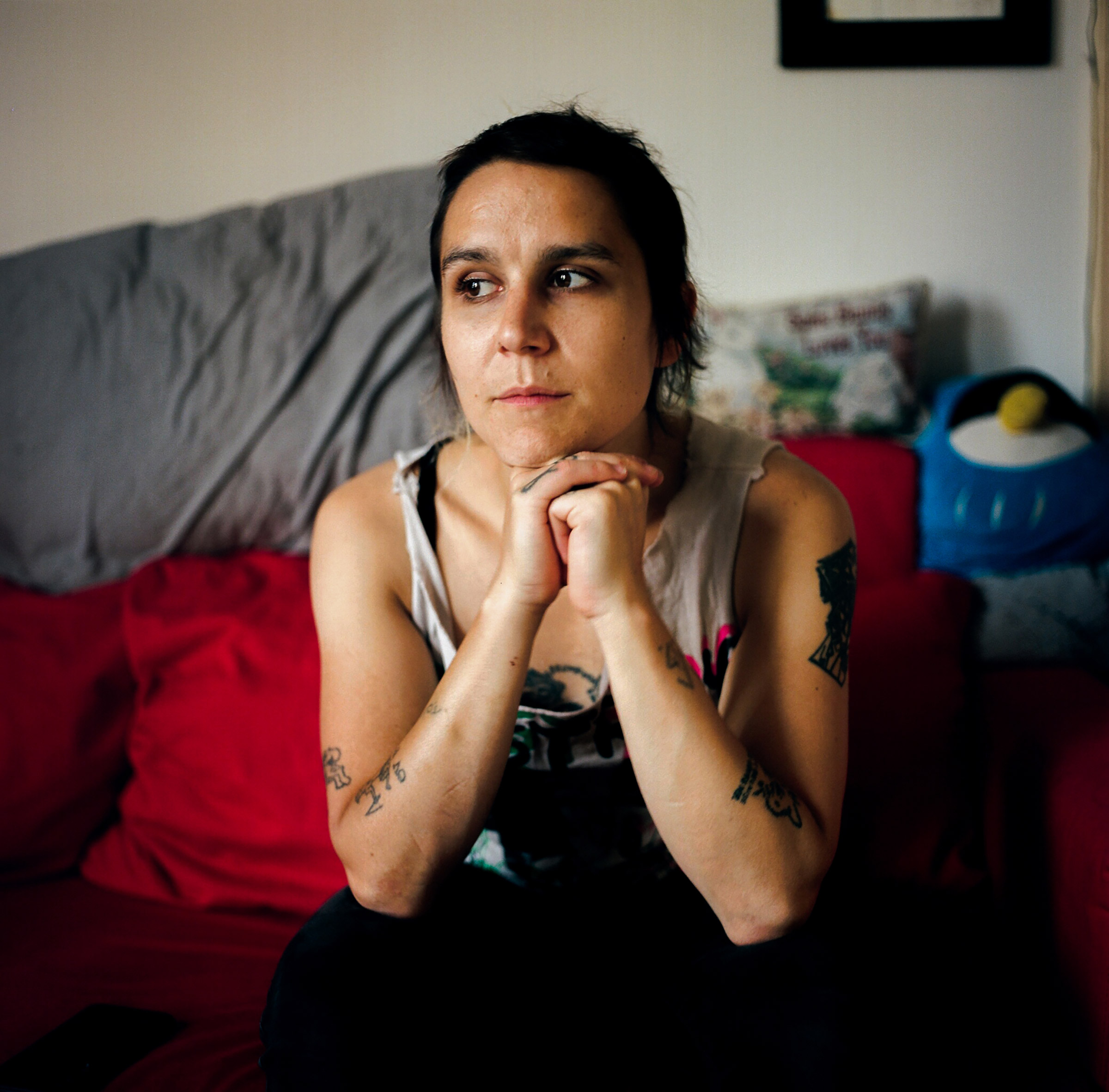 Eris Nyx, co-founder of The Drug User Liberation Front, in her home in Vancouver, B.C. on Aug. 1, 2021. (Jackie Dives)
