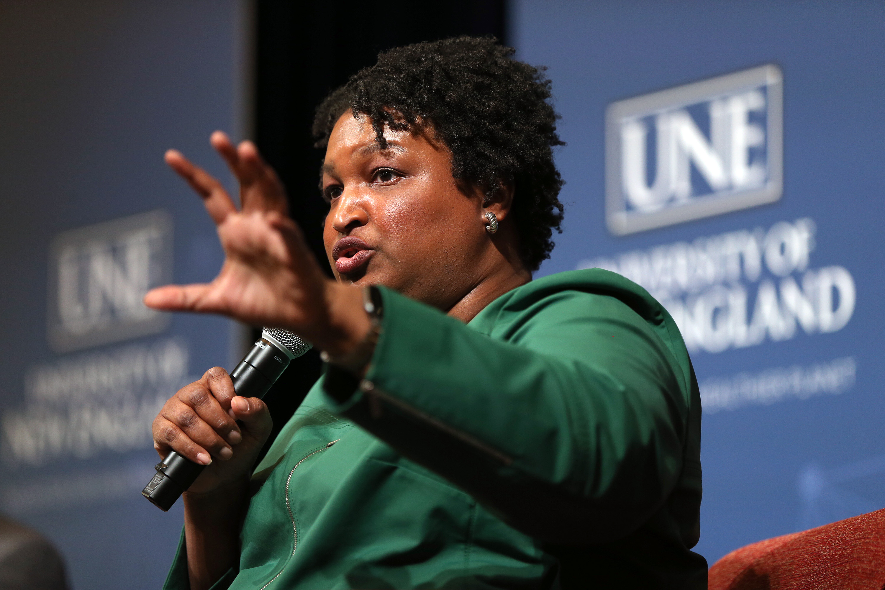 Stacey Abrams, the 2018 Georgia Democratic gubernatorial candidate, speaking in Portland, Maine in January 2020. (Ben McCanna—Portland Press Herald/Getty Images)