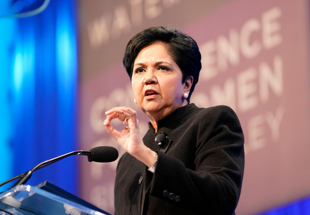 Indra Nooyi speaks on stage during the Watermark Conference For Women 2020 at San Jose Convention Center on February 12, 2020 in San Jose, California. (Marla Aufmuth—Watermark Conference for Women/Getty Images)