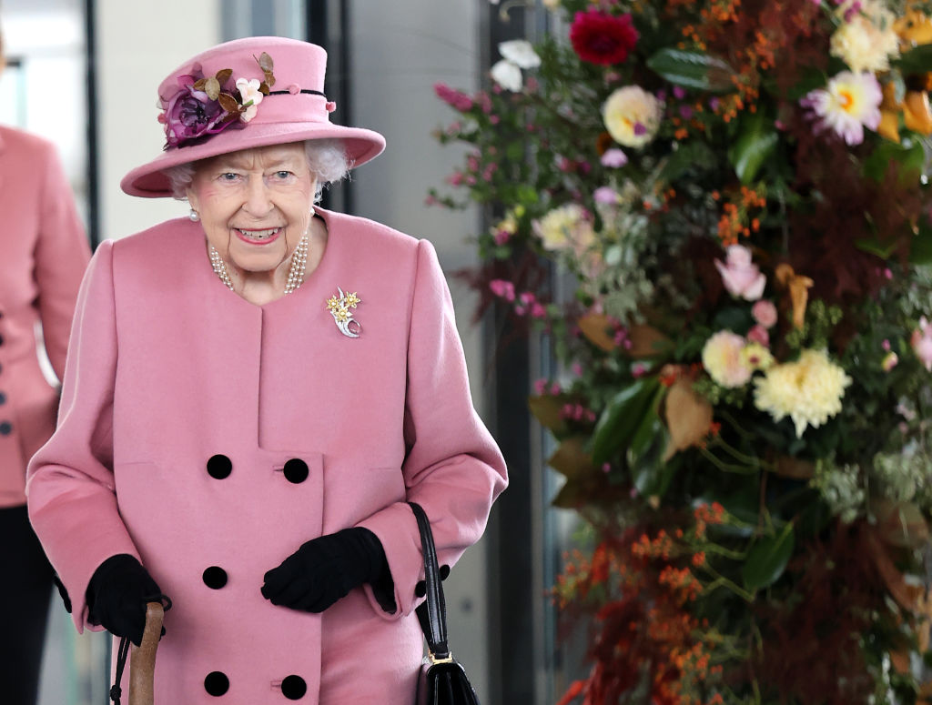 Queen Elizabeth II attends the opening ceremony of the sixth session of the Senedd at The Senedd in Cardiff, Wales, on October 14, 2021 (Chris Jackson—Getty Images)