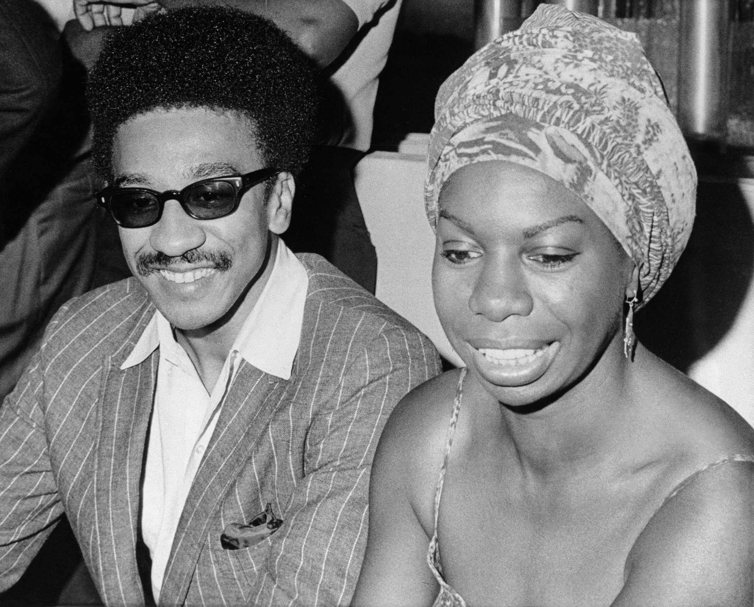 Jazz singer Nina Simone with Brown during a surprise visit to a convention in Atlanta, in 1967 (AP)