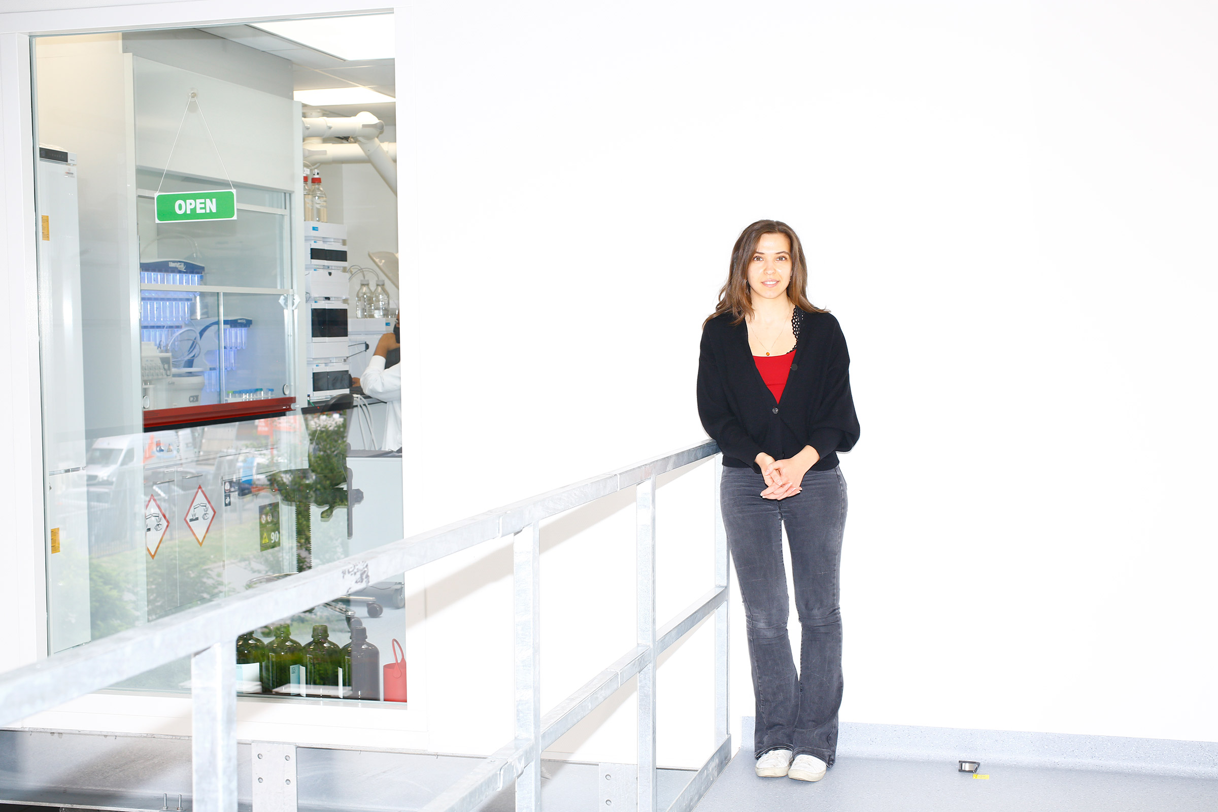 Laura Jackisch in front of the analytics lab, where Mosa measures the safety of products. (Ricardo Cases for TIME)