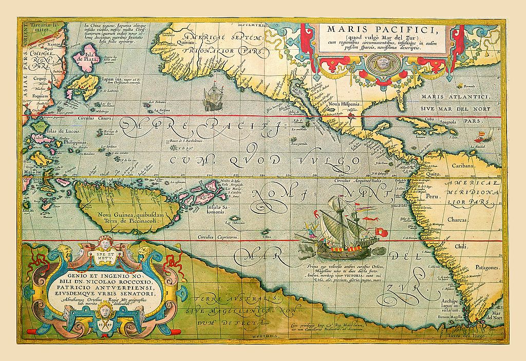 Map of the Pacific Ocean circa 1602. (Buyenlarge/Getty Images)