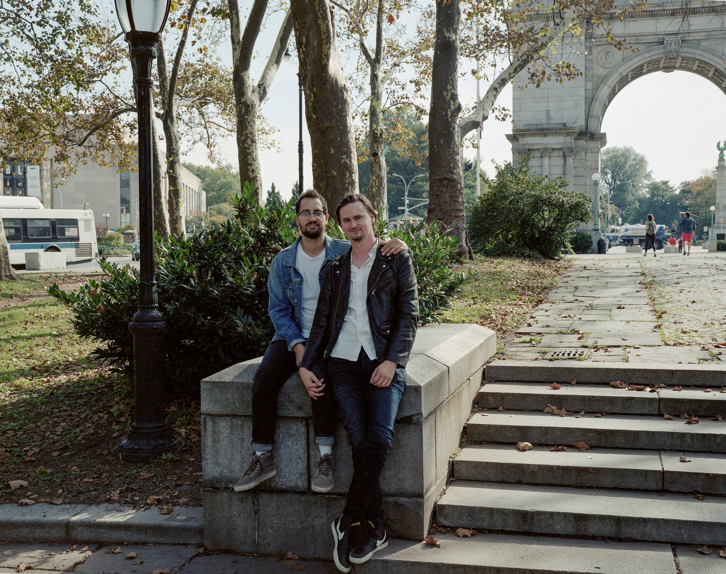 Zach Mazerov and Blake Crist photographed in Prospect Park in Brooklyn in October of 2021.