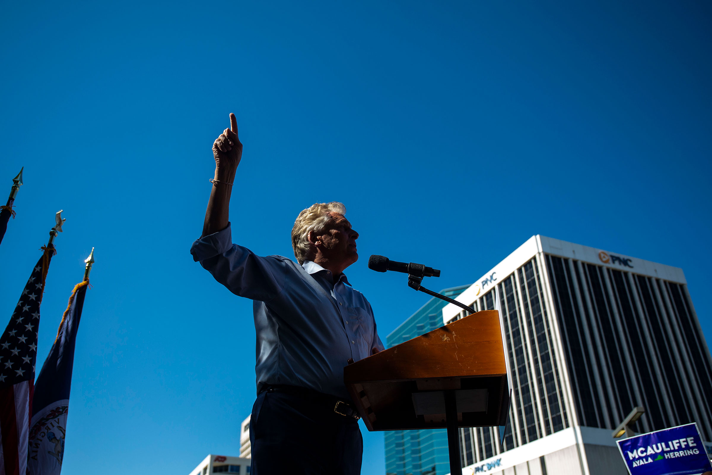 Former Virginia Governor Terry McAuliffe speaks during a Souls to the Polls rally on Oct. 17, 2021 in Norfolk, Va. (Zach Gibson—Getty Images)