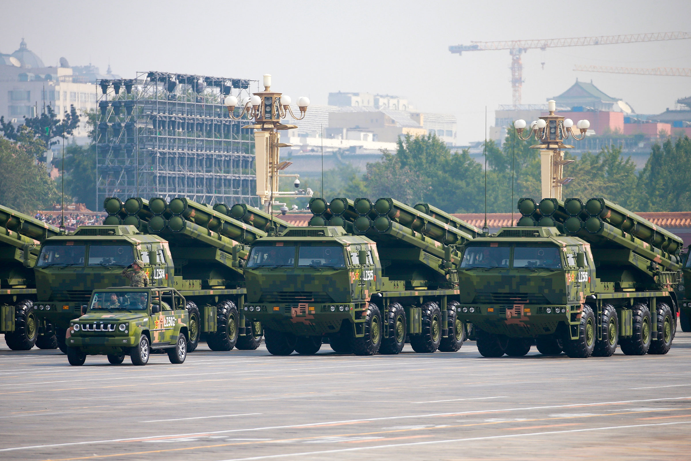 Chinese military missile forces march on the 70th anniversary of the the People's Republic of China founding in Beijing, Oct. 1, 2019. (Shen Shi—Imaginechina/Reuters)