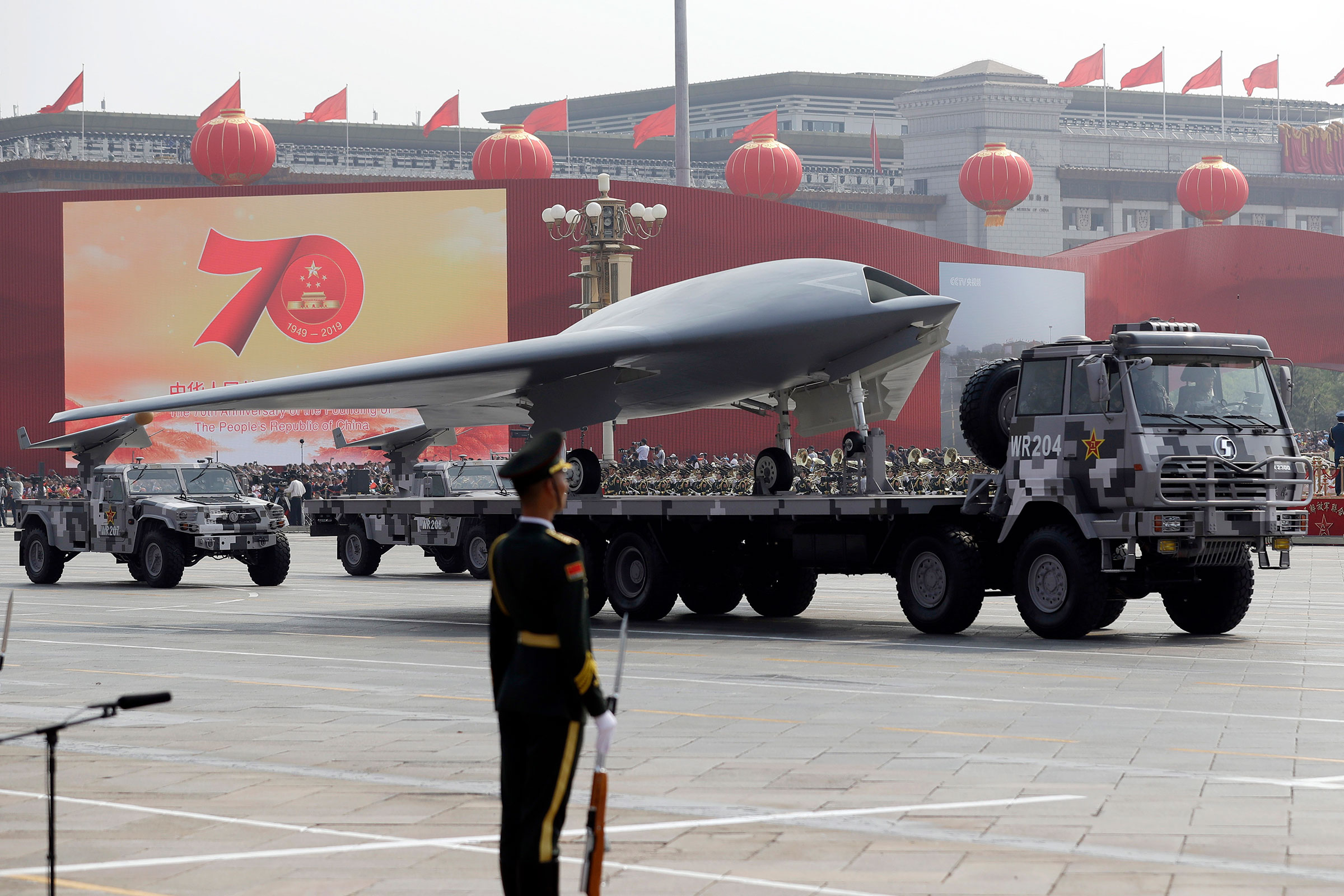 Trucks carrying weapons rumbled through Beijing as the Communist Party celebrated its 70th anniversary in power in Beijing, Tuesday, Oct. 1, 2019. (Copyright 2019 The Associated Press. All rights reserved)