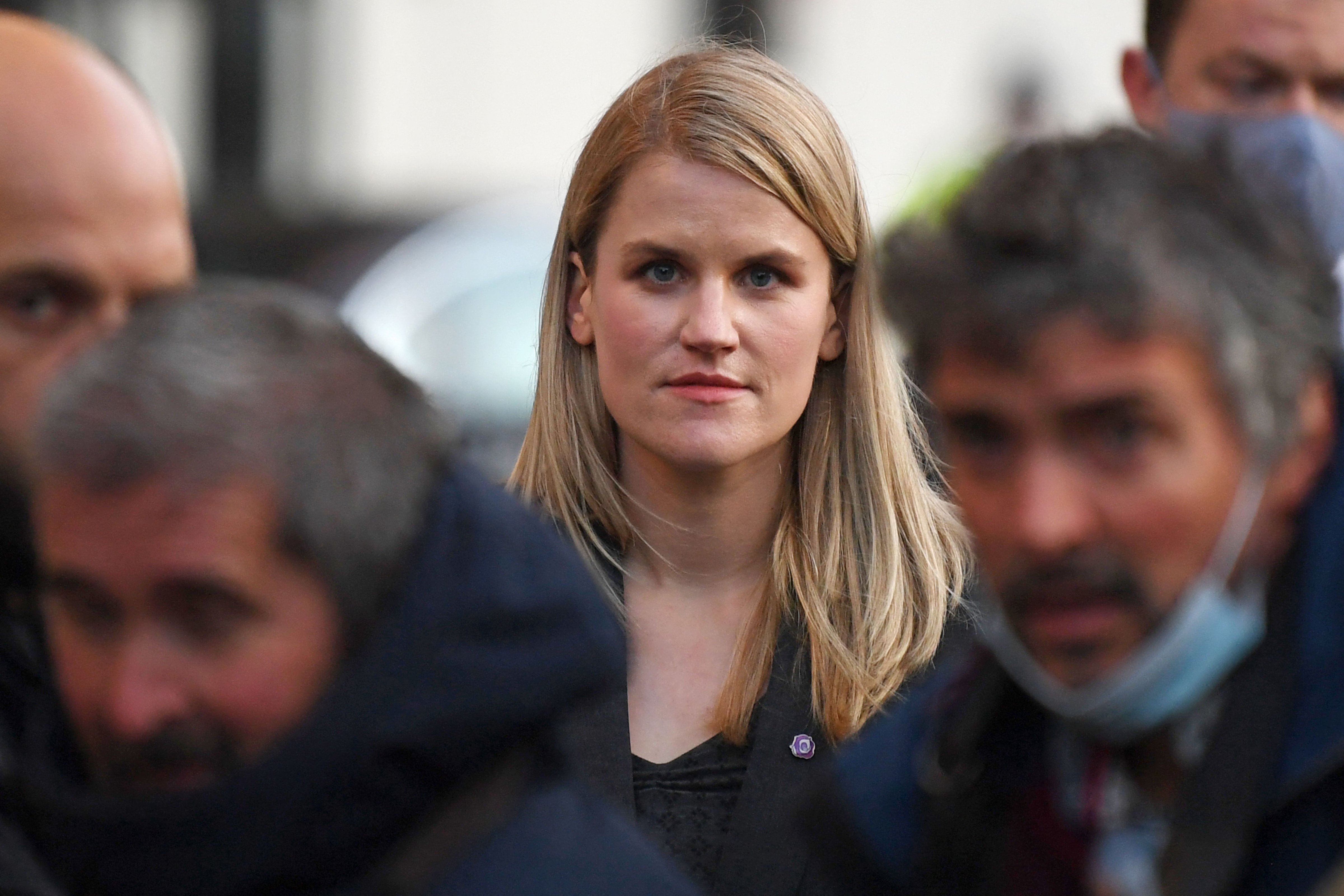 Facebook whistleblower Frances Haugen in London on Oct. 25, 2021. The former Facebook employee leaked a trove of internal documents alleging Facebook knew its products were fueling hate and harming children's mental health. (Daniel Leal-Olivas—AFP/Getty Images)