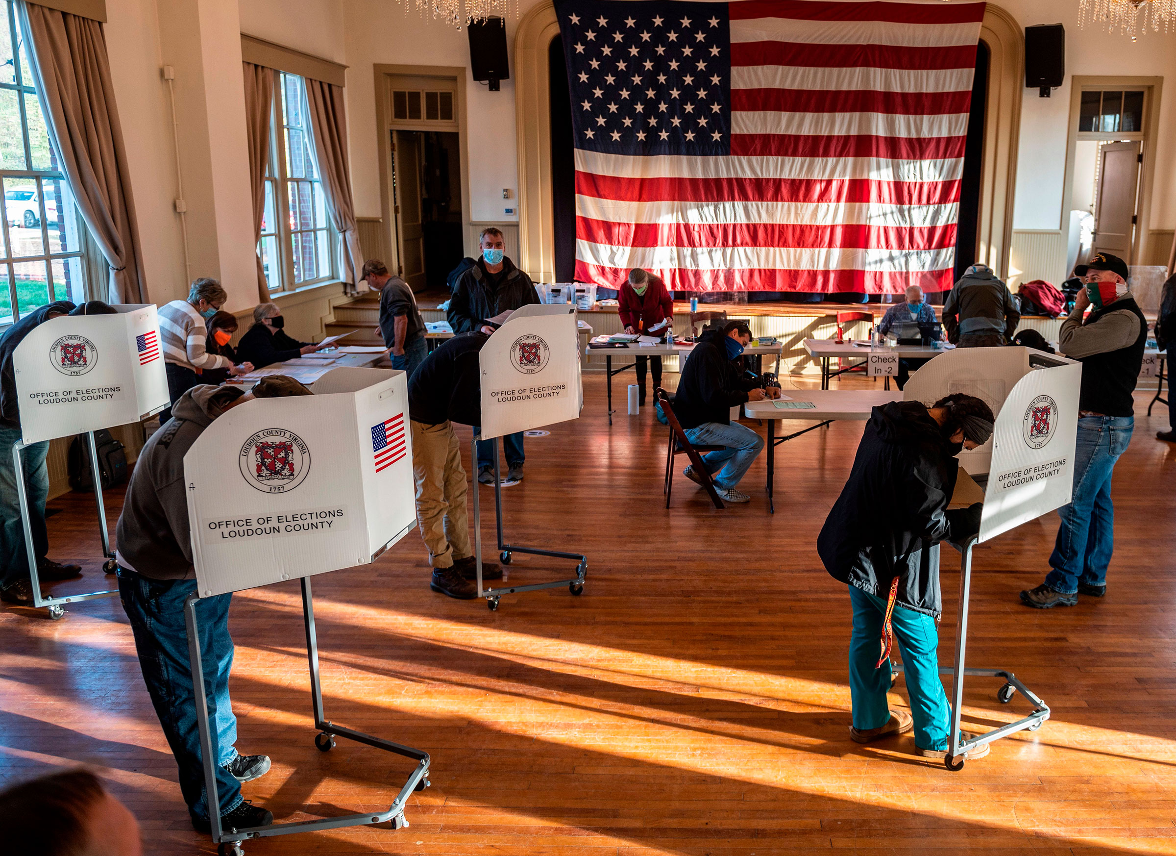 Voters cast their ballots at the old Stone School polling station, on election day in Hillsboro, Va. on Nov. 3, 2020. (Andrew Caballero-Reynolds—AFP/Getty Images)
